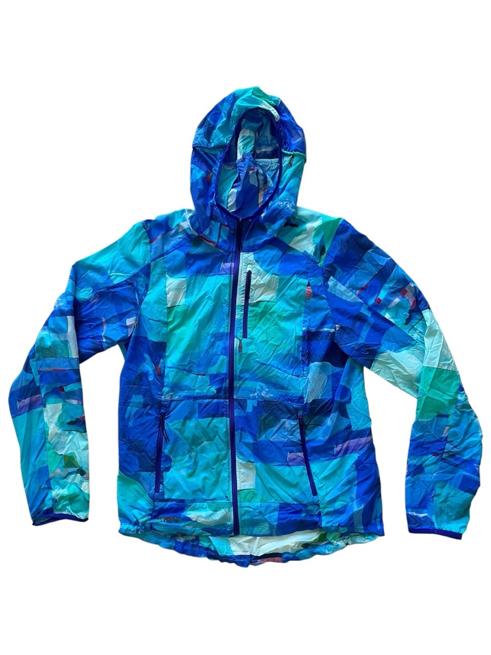 JANJI Zephyrunner Wind Shell Jacket Full Zip Hooded Vented Lightweight Large